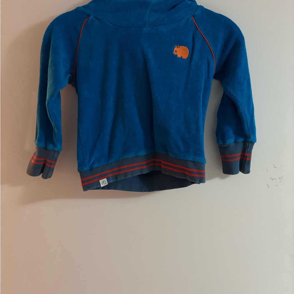 Blue Kids Hoodie with Red Accents